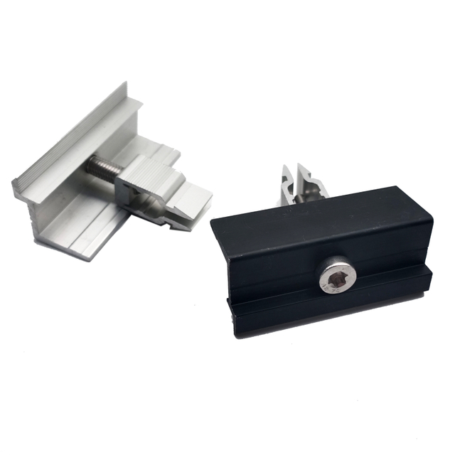 Чорний алюмінієвий регульований кінцевий затискач для сонячних панелей